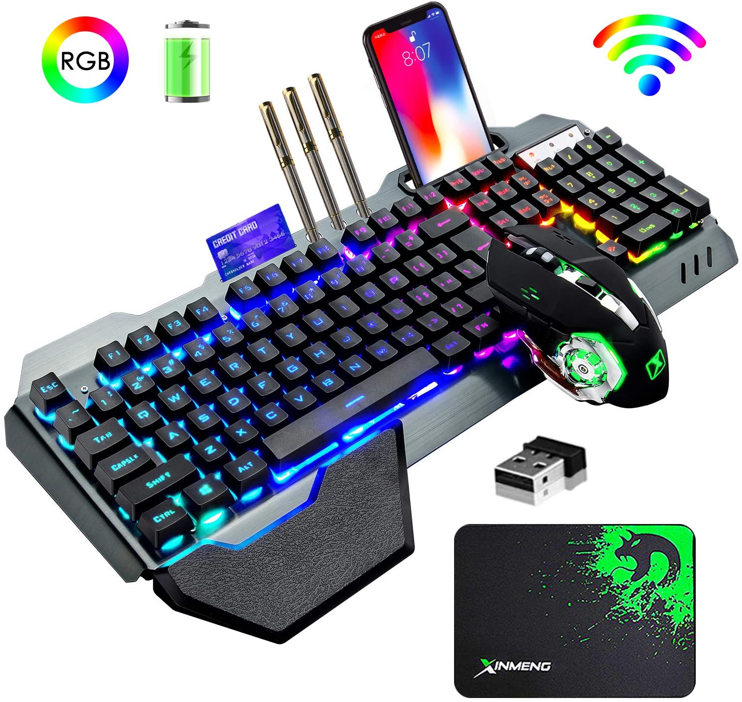 Gaming Keyboard Ergonomic - Combo de teclado y ratón inalámbricos