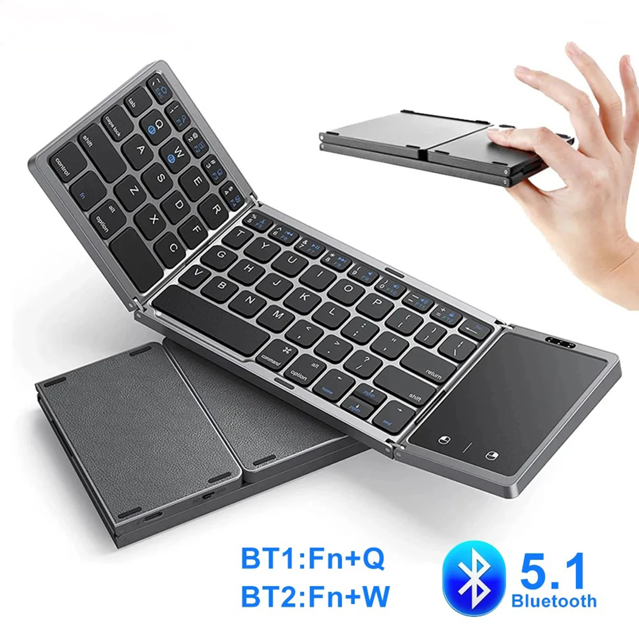 Gaming Keyboard Budget - Teclado inalámbrico plegable con panel táctil,